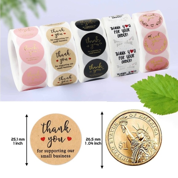 Set of 50 Thank You Stickers | 1” | Variety of Designs - Picture 4 of 12